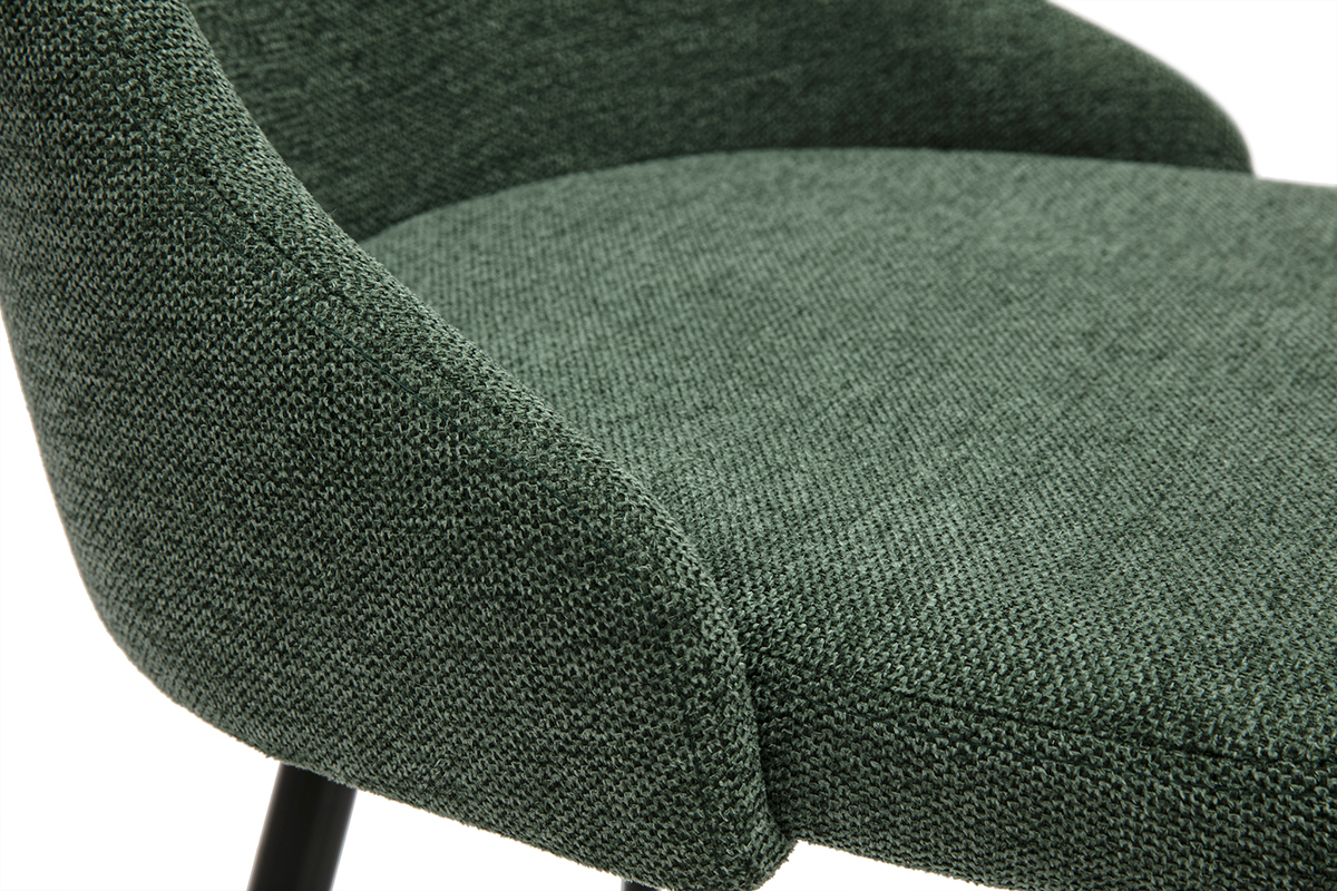 Chaises design en tissu effet velours textur� vert fonc� et m�tal noir (lot de 2) CULT
