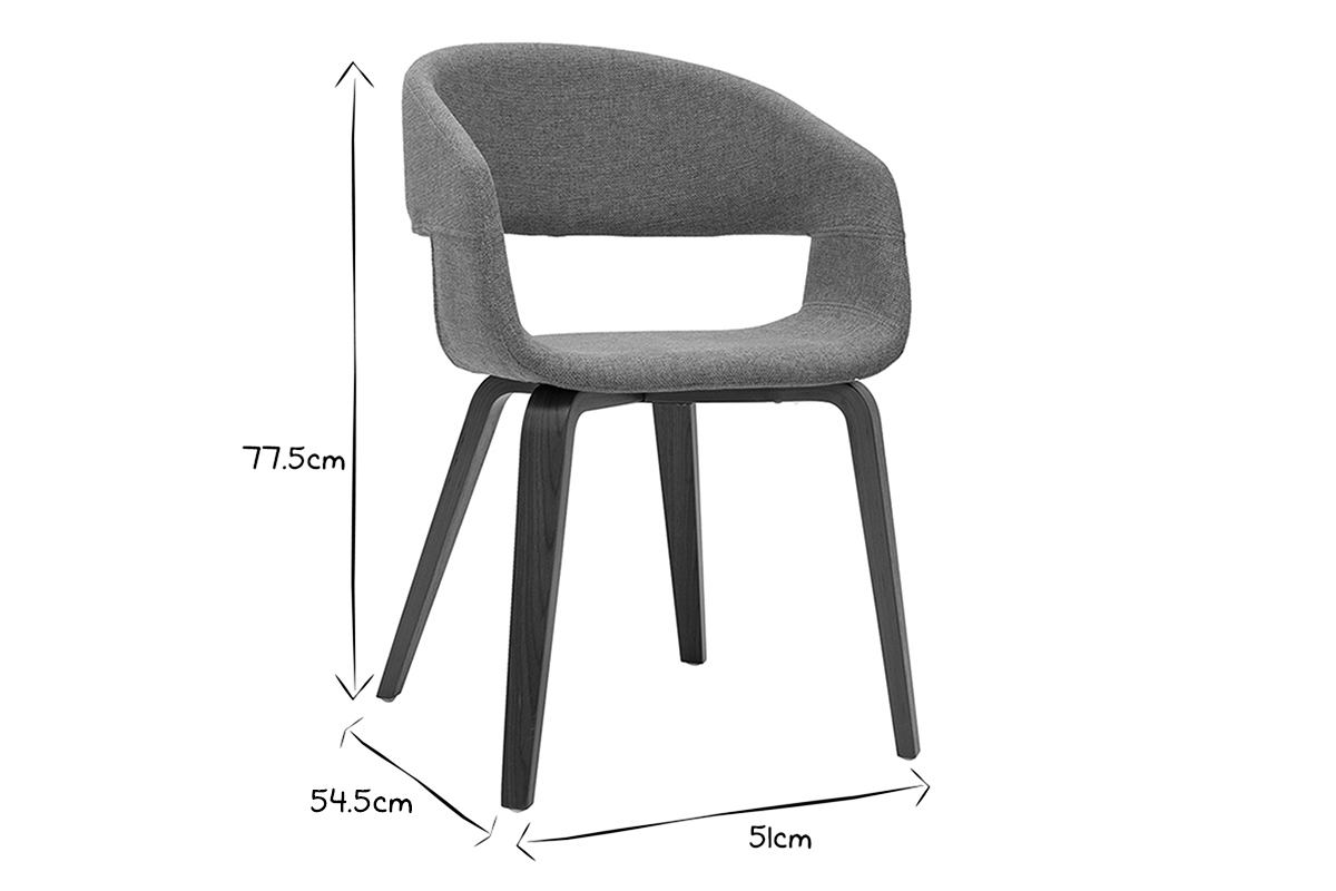 Dimensions des chaises SLAM en noir et blanc : 77,5 cm de haut, 54,5 cm de profondeur, 51 cm de large.