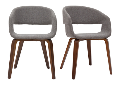 Chaises design en tissu gris et pieds en bois fonc&eacute; noyer (lot de 2) SLAM