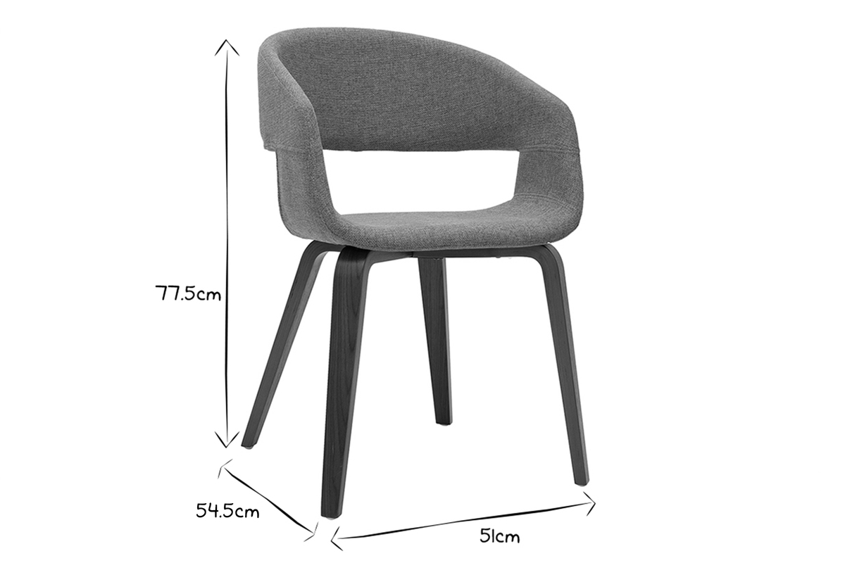 Chaise design en noir et blanc avec dimensions 77,5x54,5x51cm.
