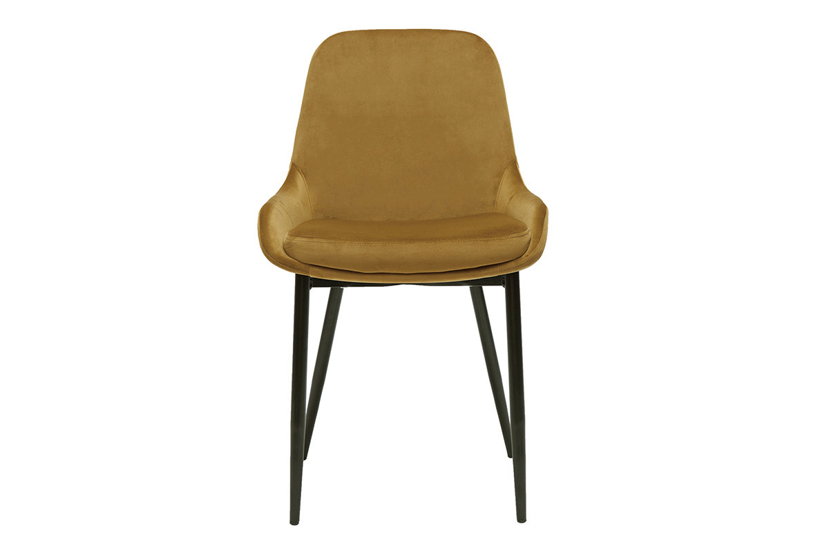 Chaises design en tissu velours bronze et m�tal noir (lot de 2) HOLO