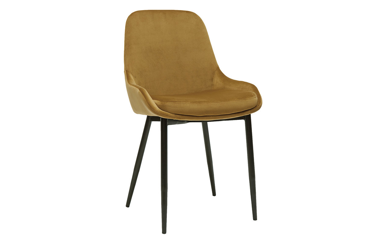 Chaises design en tissu velours bronze et m�tal noir (lot de 2) HOLO