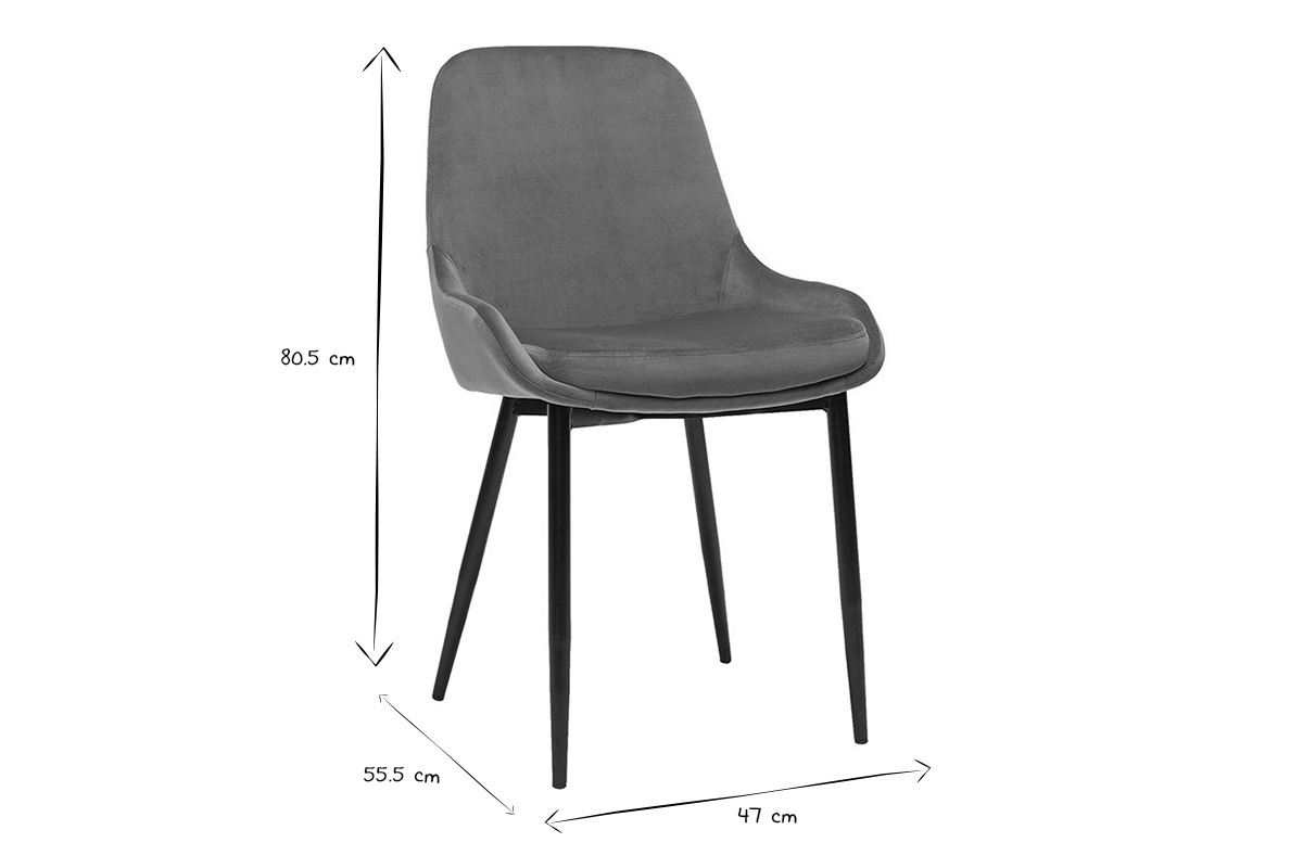 Chaises design en tissu velours bronze et m�tal noir (lot de 2) HOLO