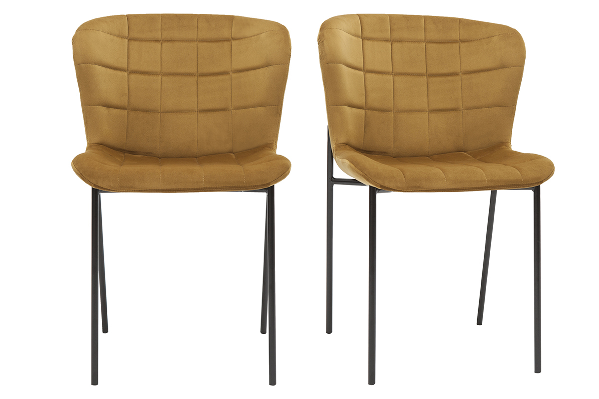 Chaises design en tissu velours bronze et m�tal noir (lot de 2) SAIGA
