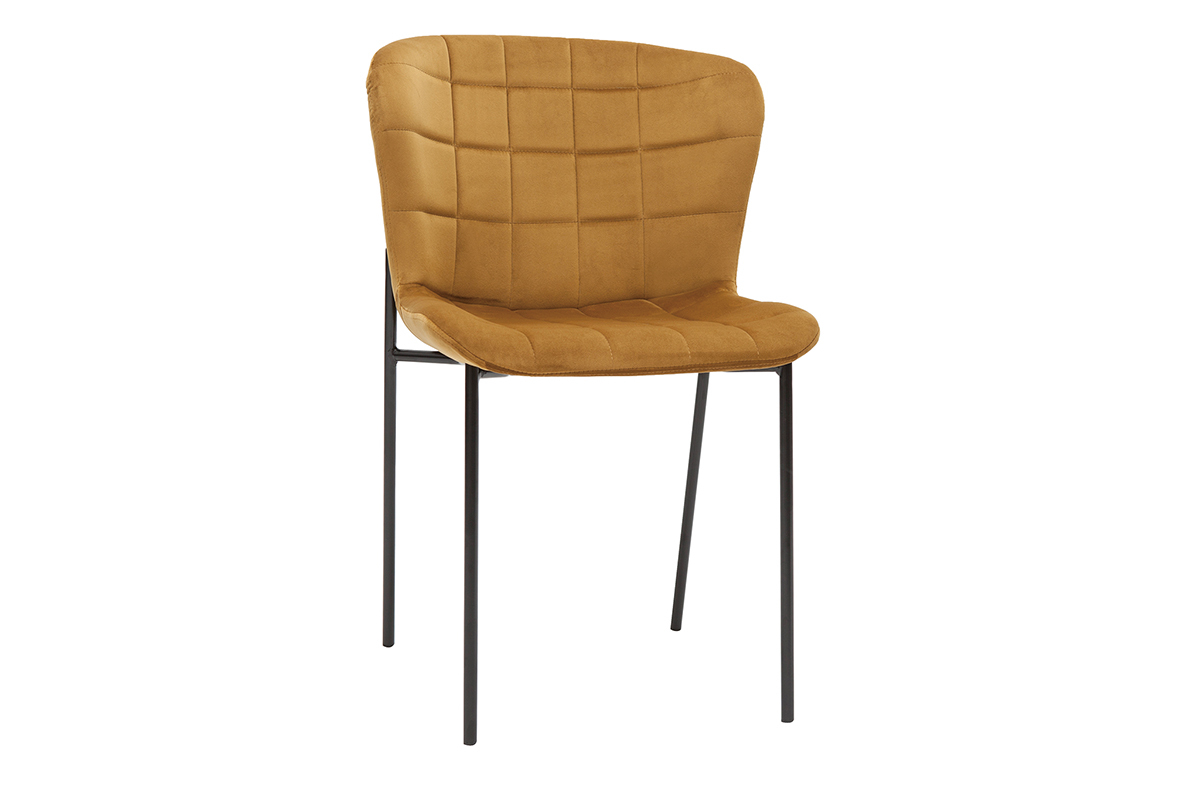 Chaises design en tissu velours bronze et m�tal noir (lot de 2) SAIGA