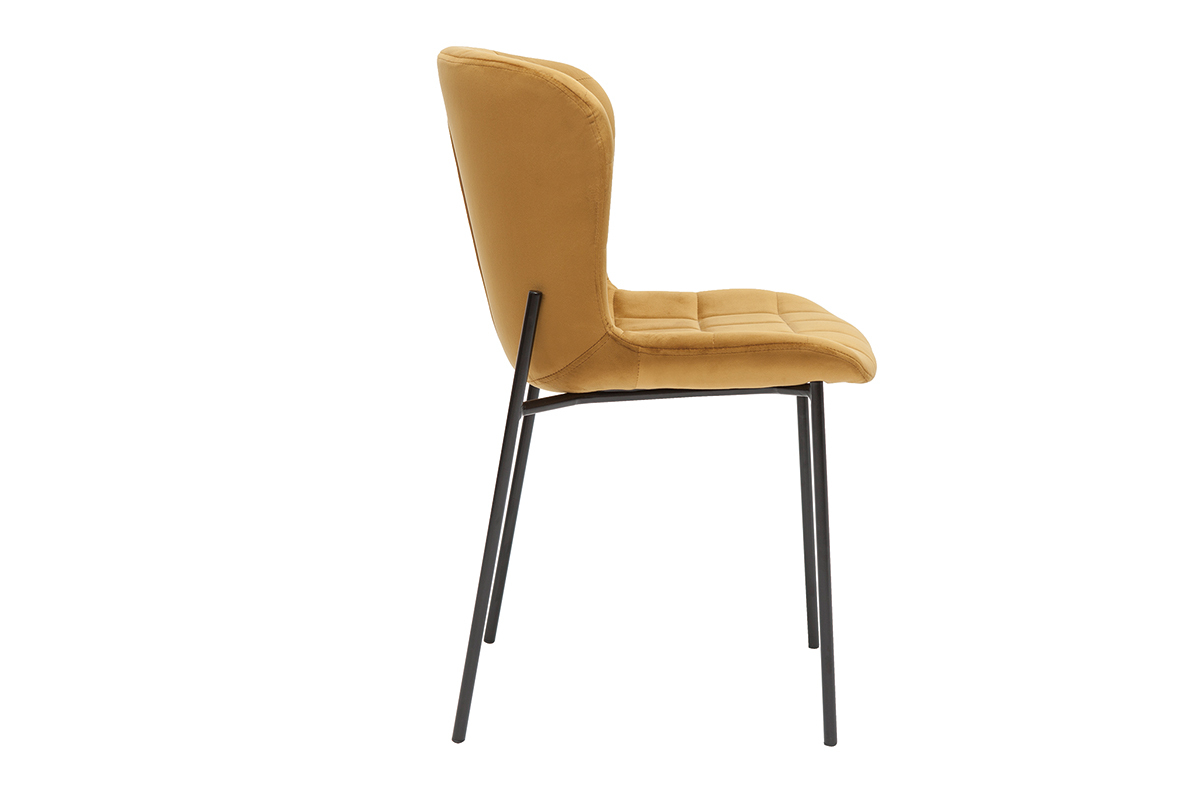 Chaises design en tissu velours bronze et m�tal noir (lot de 2) SAIGA
