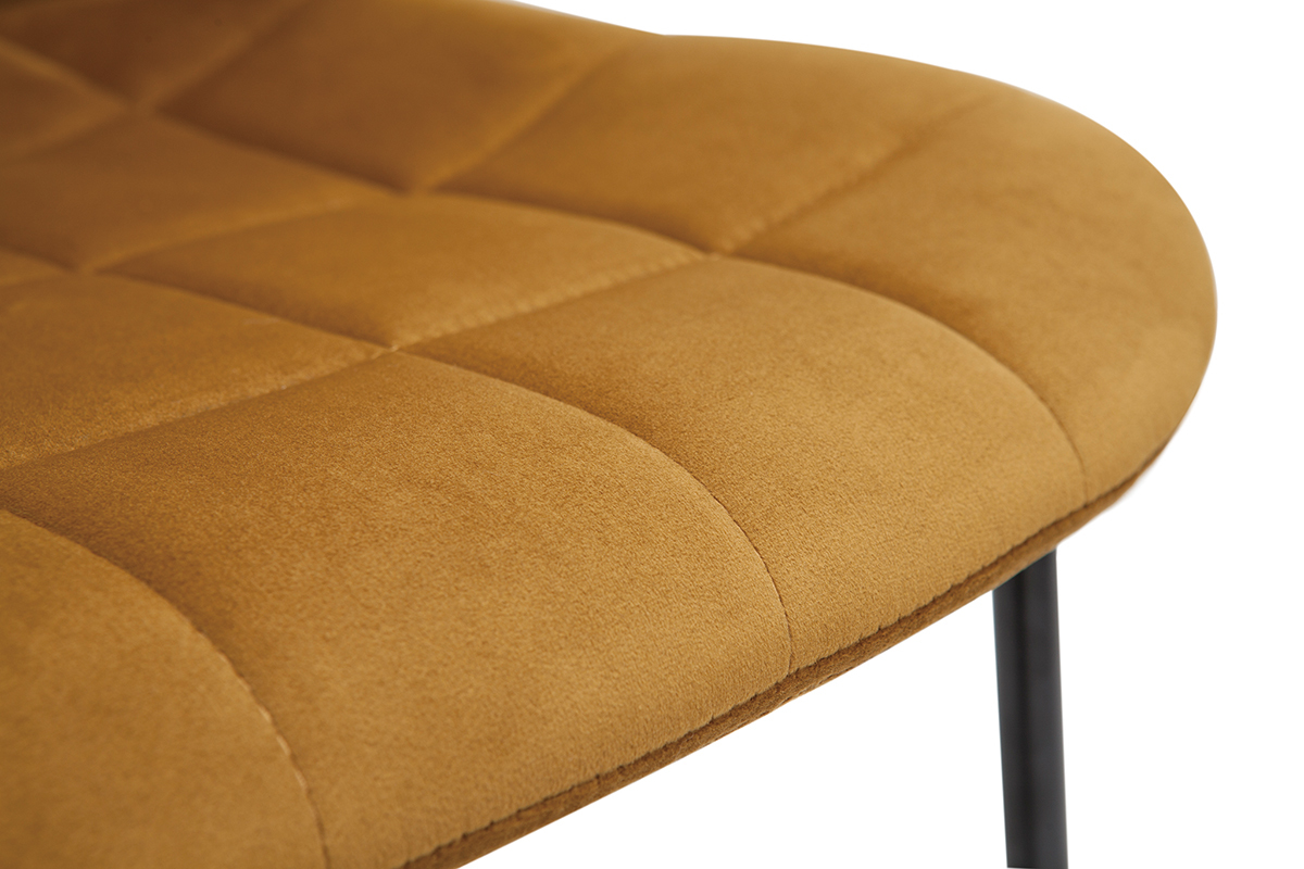 Chaises design en tissu velours bronze et m�tal noir (lot de 2) SAIGA