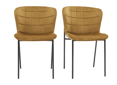 Chaises design en tissu velours bronze et m&eacute;tal noir (lot de 2) SAIGA