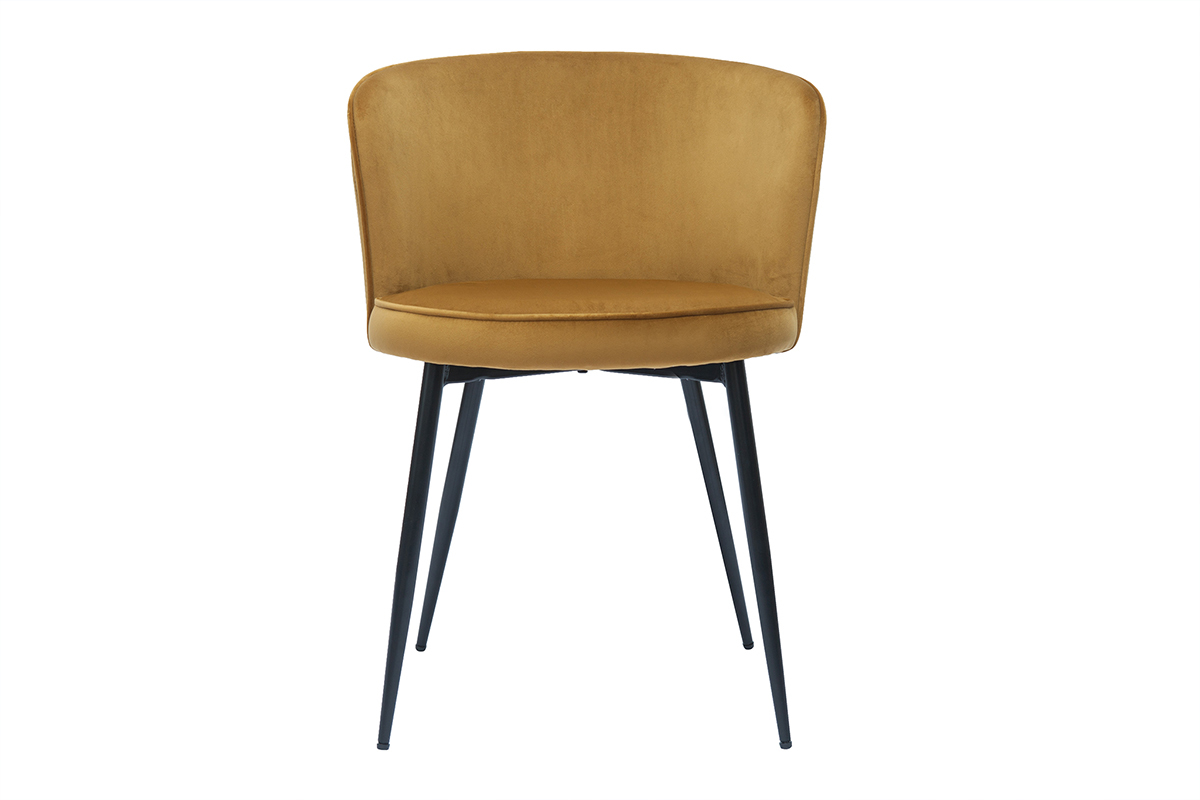 Chaises design en tissu velours bronze et m�tal noir (lot de 2) SERIF