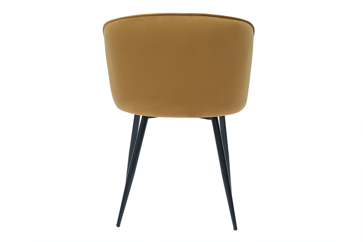 Chaises design en tissu velours bronze et m�tal noir (lot de 2) SERIF