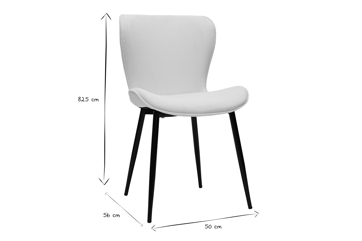 Chaises design en tissu velours c�tel� beige et m�tal noir (lot de 2) ADDICT