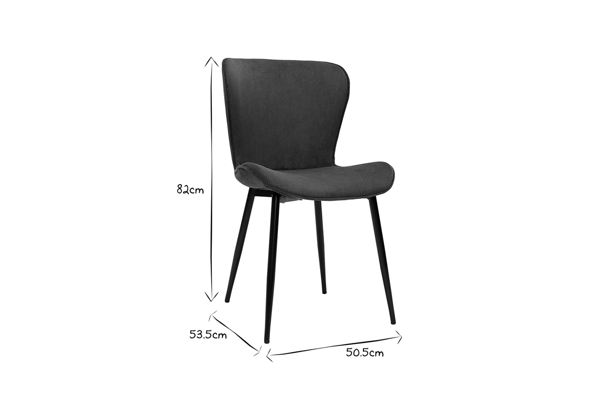 Chaises design en tissu velours c�tel� terre br�l�e et m�tal noir (lot de 2) ADDICT