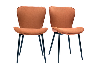 Chaises design en tissu velours c&ocirc;tel&eacute; terre br&ucirc;l&eacute;e et m&eacute;tal noir (lot de 2) ADDICT