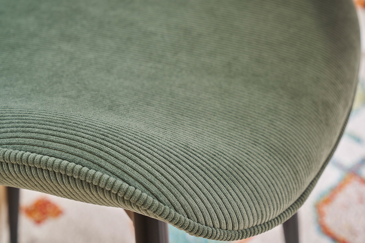 Chaises design en tissu velours c�tel� vert kaki et m�tal noir (lot de 2) ADDICT
