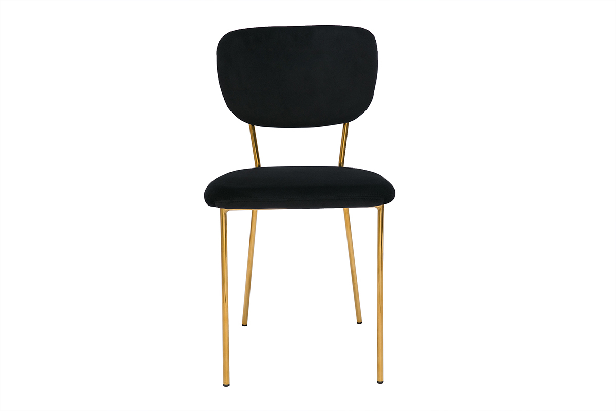 Chaises design en tissu velours noir et m�tal dor� (lot de 2) LEPIDUS
