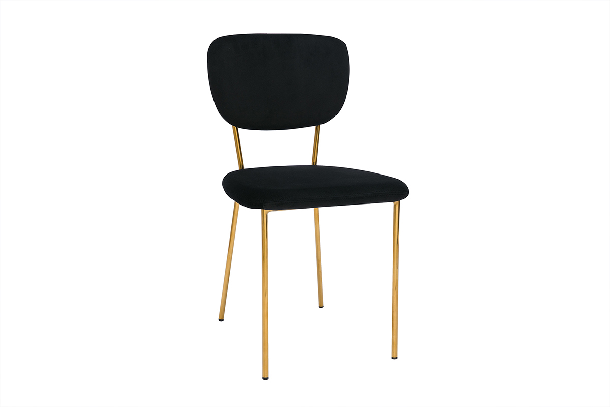 Chaises design en tissu velours noir et m�tal dor� (lot de 2) LEPIDUS