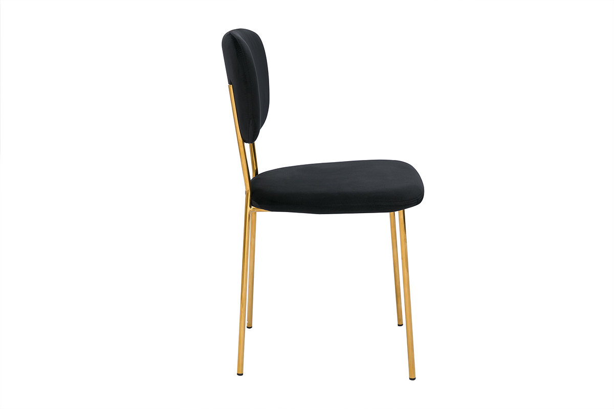 Chaises design en tissu velours noir et m�tal dor� (lot de 2) LEPIDUS