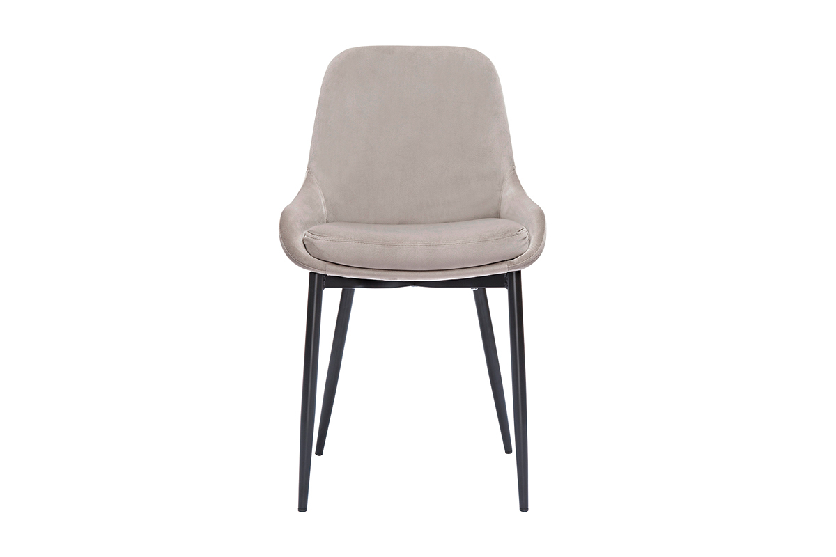 Chaises design en tissu velours taupe et m�tal noir (lot de 2) HOLO
