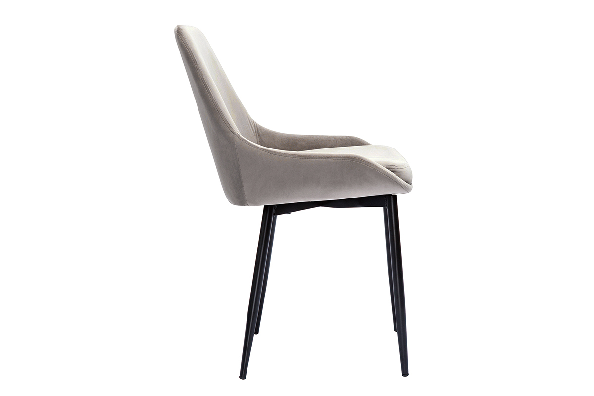 Chaises design en tissu velours taupe et m�tal noir (lot de 2) HOLO