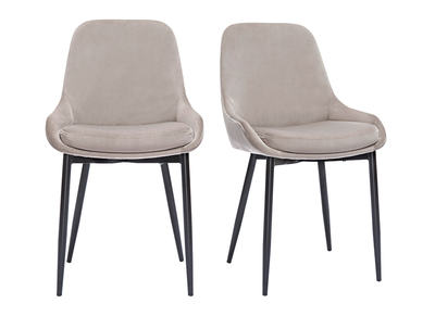 Chaises design en tissu velours taupe et m&eacute;tal noir (lot de 2) HOLO