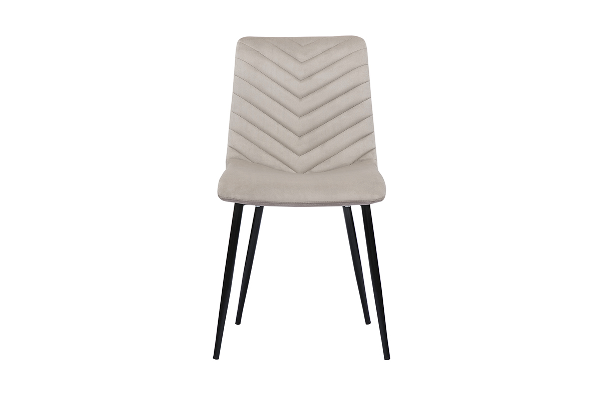 Chaises design en tissu velours taupe et m�tal noir (lot de 2) PUMPKIN