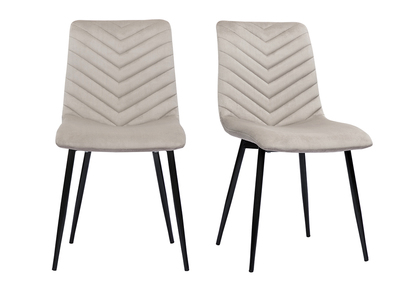 Chaises design en tissu velours taupe et m&eacute;tal noir (lot de 2) PUMPKIN