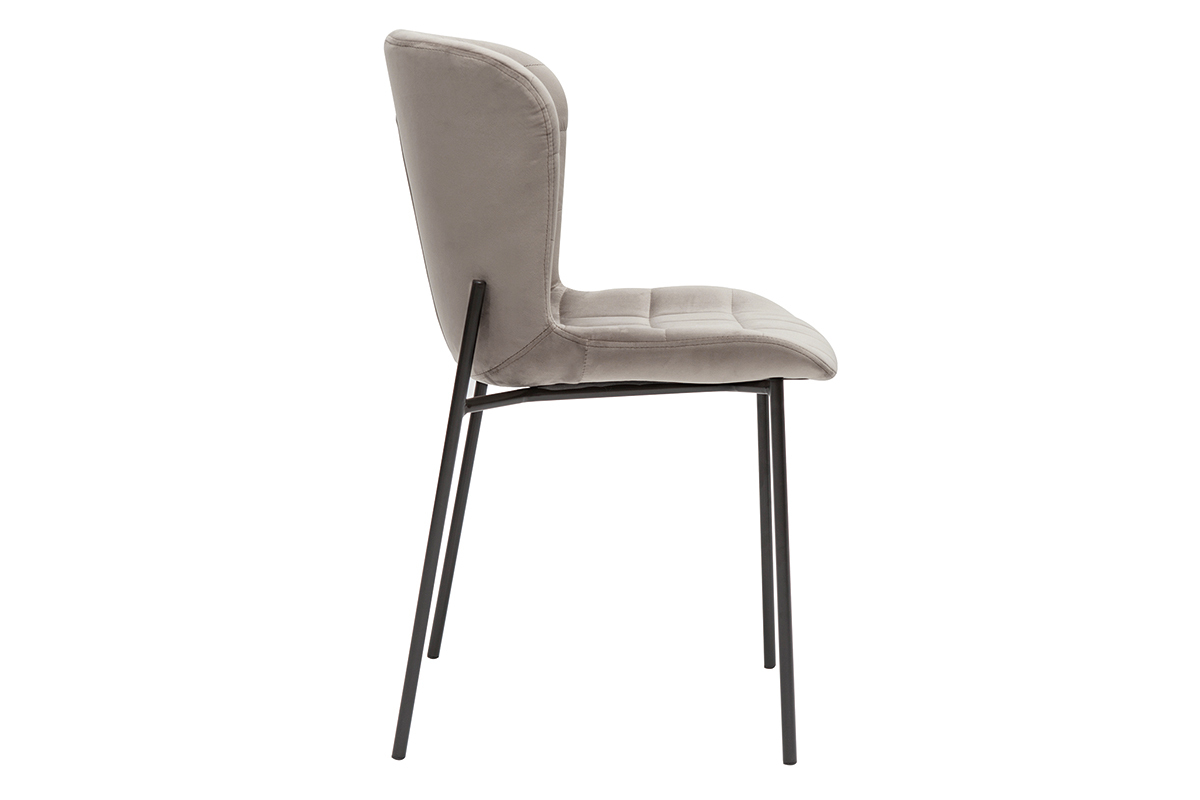 Chaises design en tissu velours taupe et m�tal noir (lot de 2) SAIGA