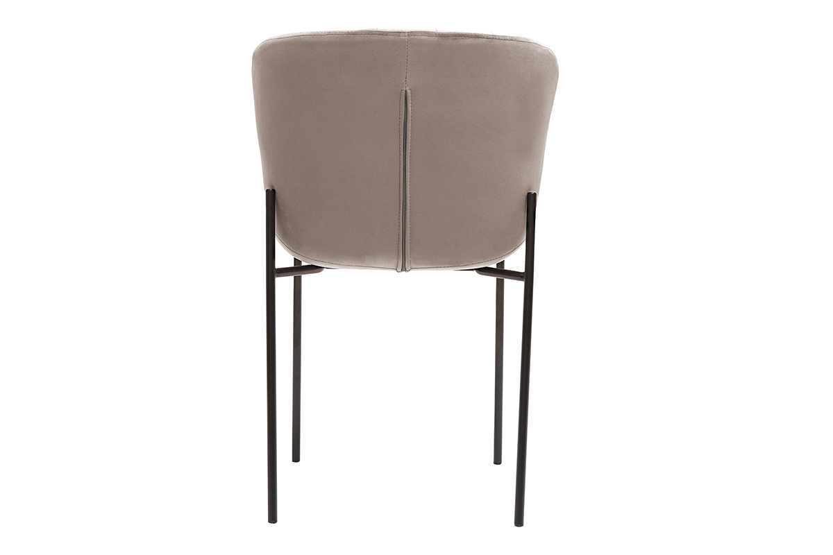 Chaises design en tissu velours taupe et m�tal noir (lot de 2) SAIGA