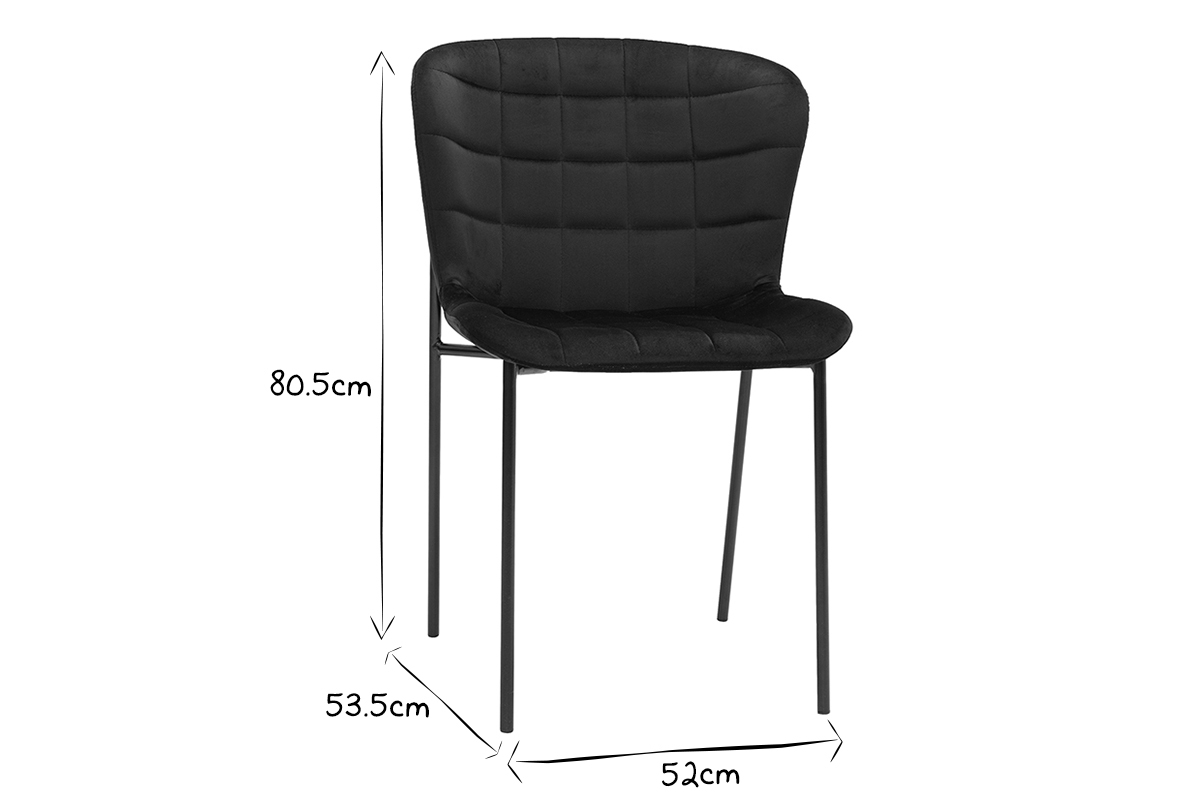 Chaises design en tissu velours taupe et m�tal noir (lot de 2) SAIGA