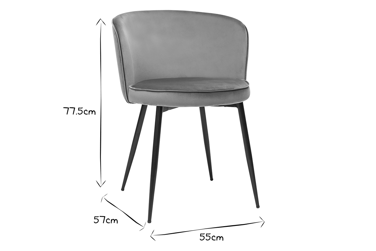 Chaises design en tissu velours vert c�ladon et m�tal noir (lot de 2) SERIF