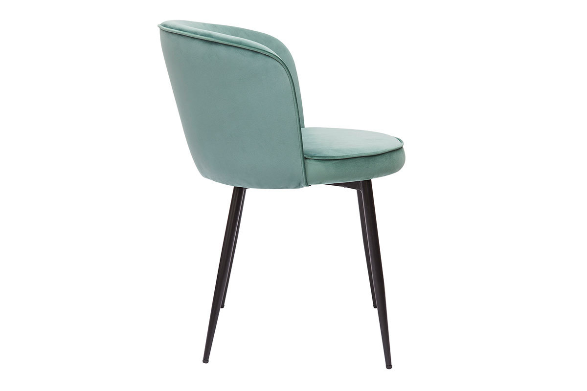 Chaises design en tissu velours vert c�ladon et m�tal noir (lot de 2) SERIF
