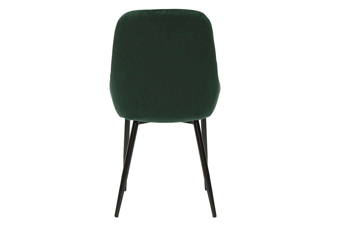 Chaises design en tissu velours vert fonc� et m�tal noir (lot de 2) HOLO