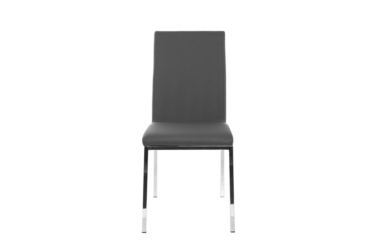 Chaises design gris et m�tal acier chrom� (lot de 2) SIMEA