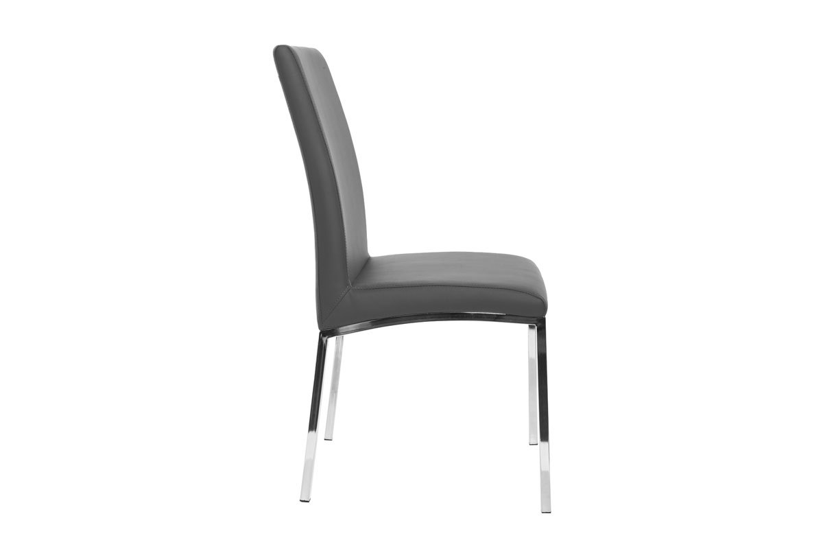 Chaises design gris et m�tal acier chrom� (lot de 2) SIMEA