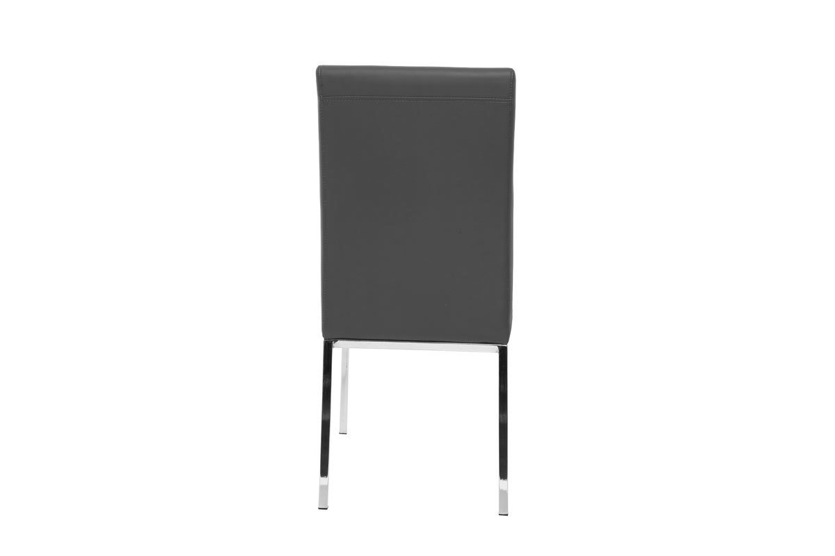 Chaises design gris et m�tal acier chrom� (lot de 2) SIMEA