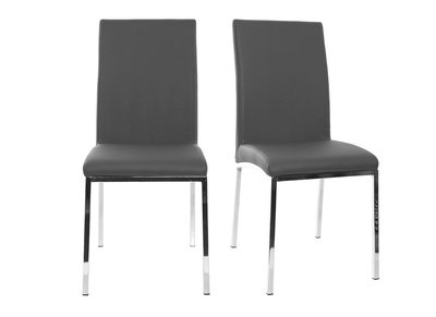 Chaises design gris et m&eacute;tal acier chrom&eacute; (lot de 2) SIMEA