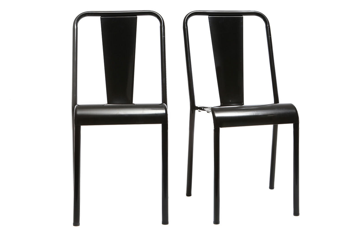 Chaises design m�tal noir (lot de 2) EVAN