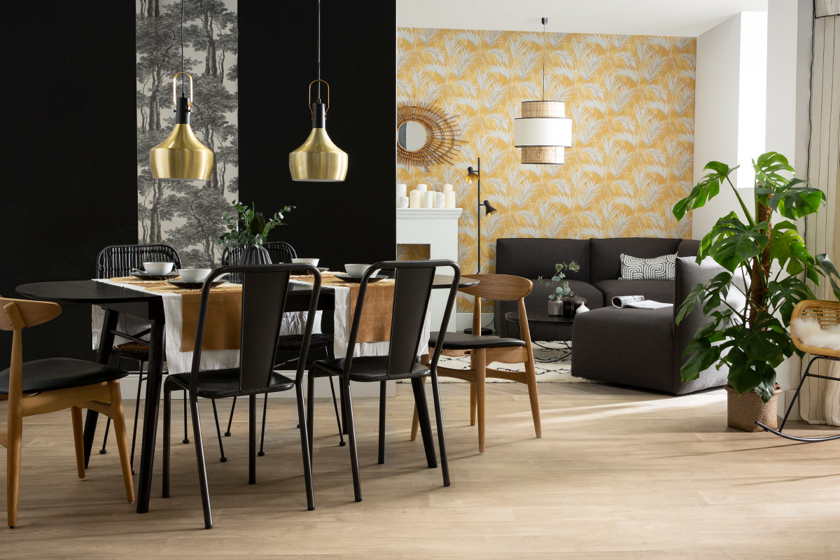 Chaises design m�tal noir (lot de 2) EVAN