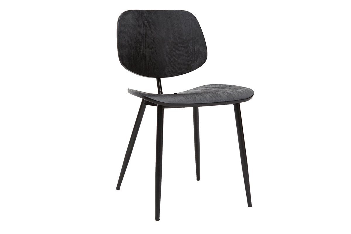 Chaises design noire en bois noir et m�tal (lot de 2) TOBIAS