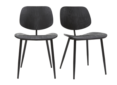 Chaises design noire en bois noir et m&eacute;tal (lot de 2) TOBIAS