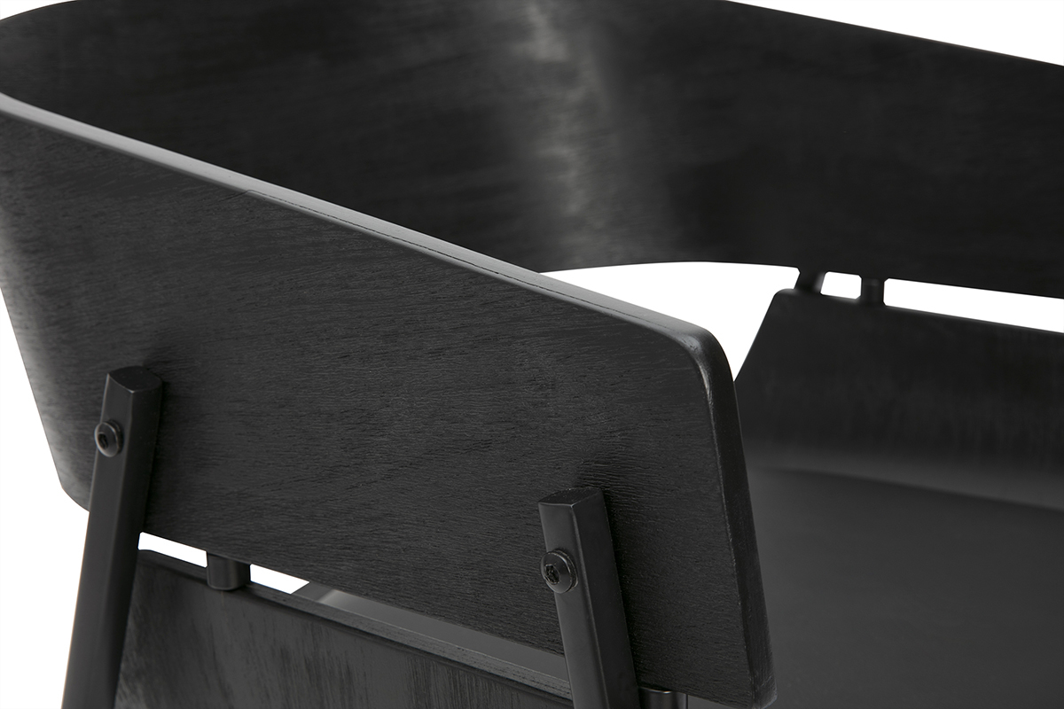 Zoom chaise design noire en bois et m�tal, mod�le WESS