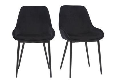 Chaises design noires en tissu velours et m&eacute;tal (lot de 2) HOLO