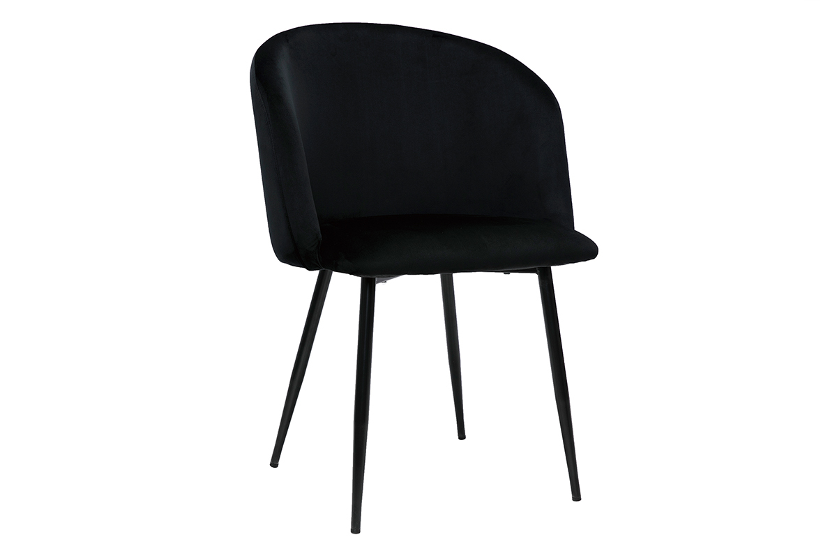 Chaises design noires en tissu velours et m�tal (lot de 2) VANITY