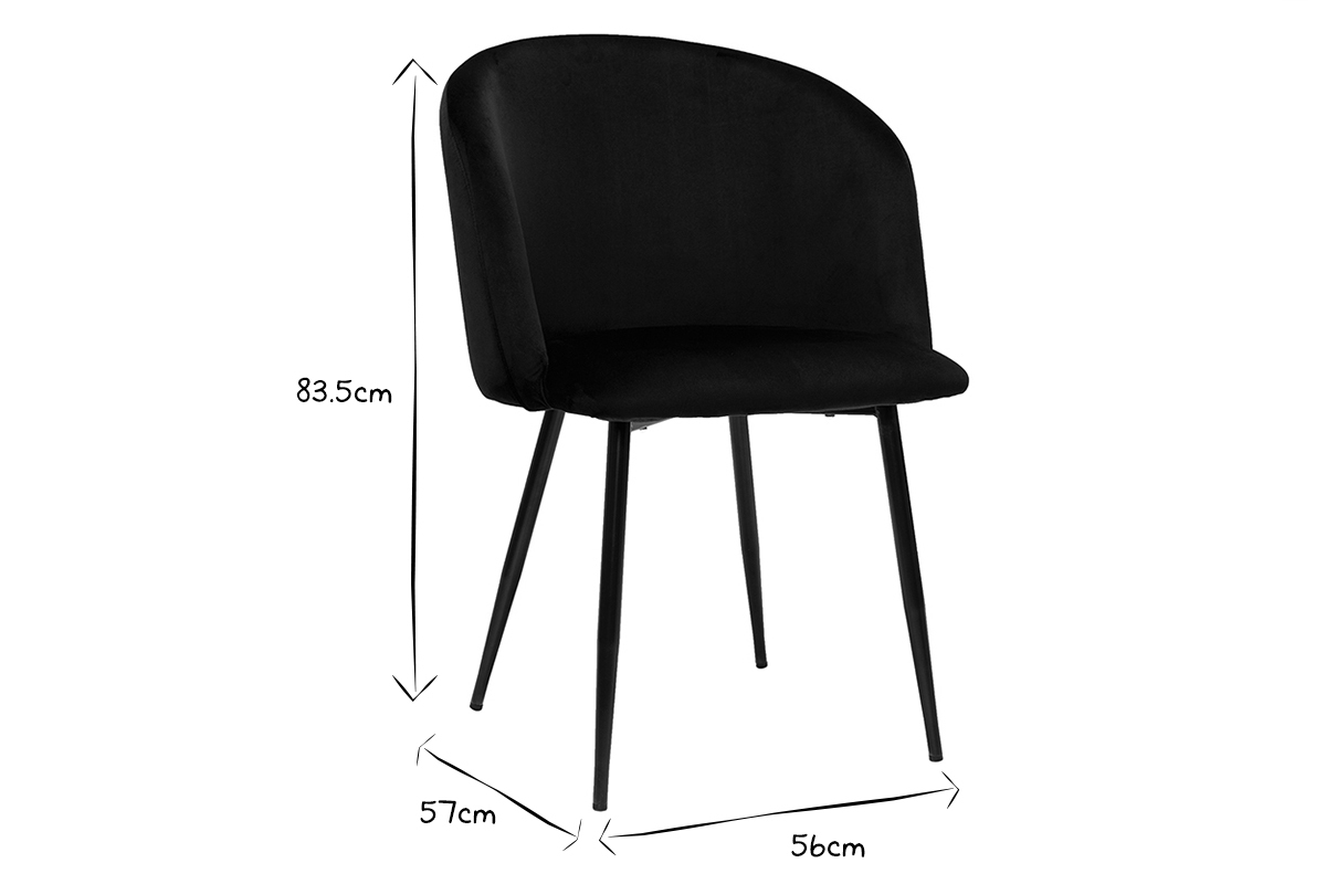 Chaises design noires en tissu velours et m�tal (lot de 2) VANITY