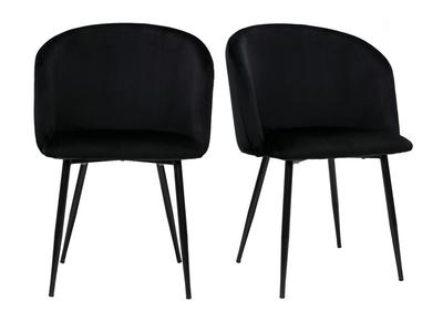 Chaises design noires en tissu velours et m&eacute;tal (lot de 2) VANITY
