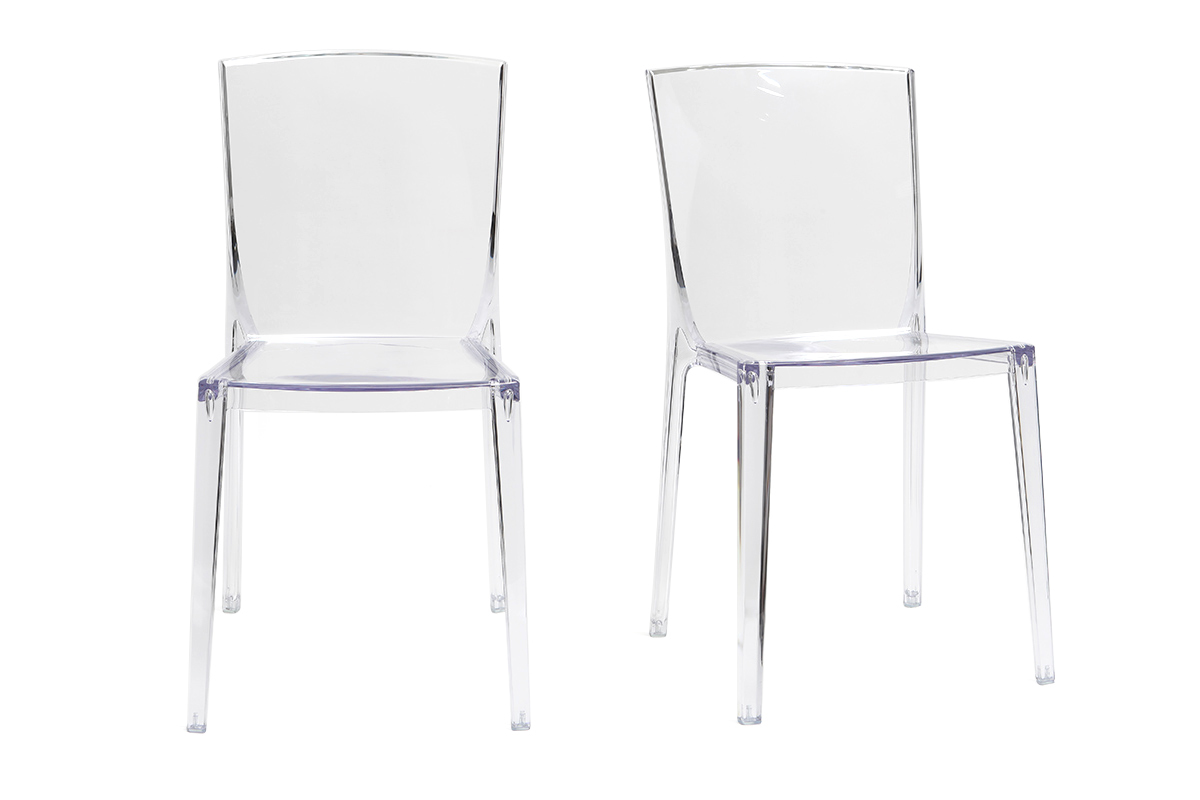 Chaises design transparentes empilables int�rieur - ext�rieur (lot de 2) ISLAND