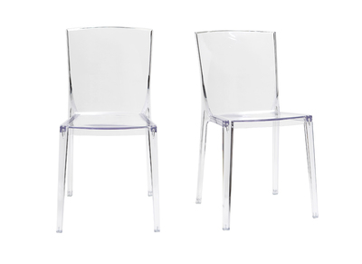 Chaises design transparentes empilables int&eacute;rieur - ext&eacute;rieur (lot de 2) ISLAND