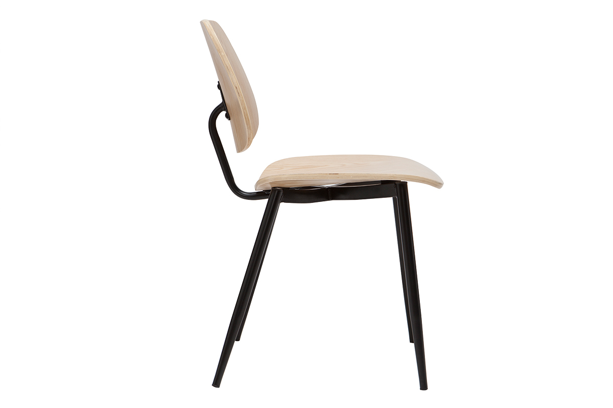 Chaises en bois clair et m�tal noir (lot de 2) TOBIAS