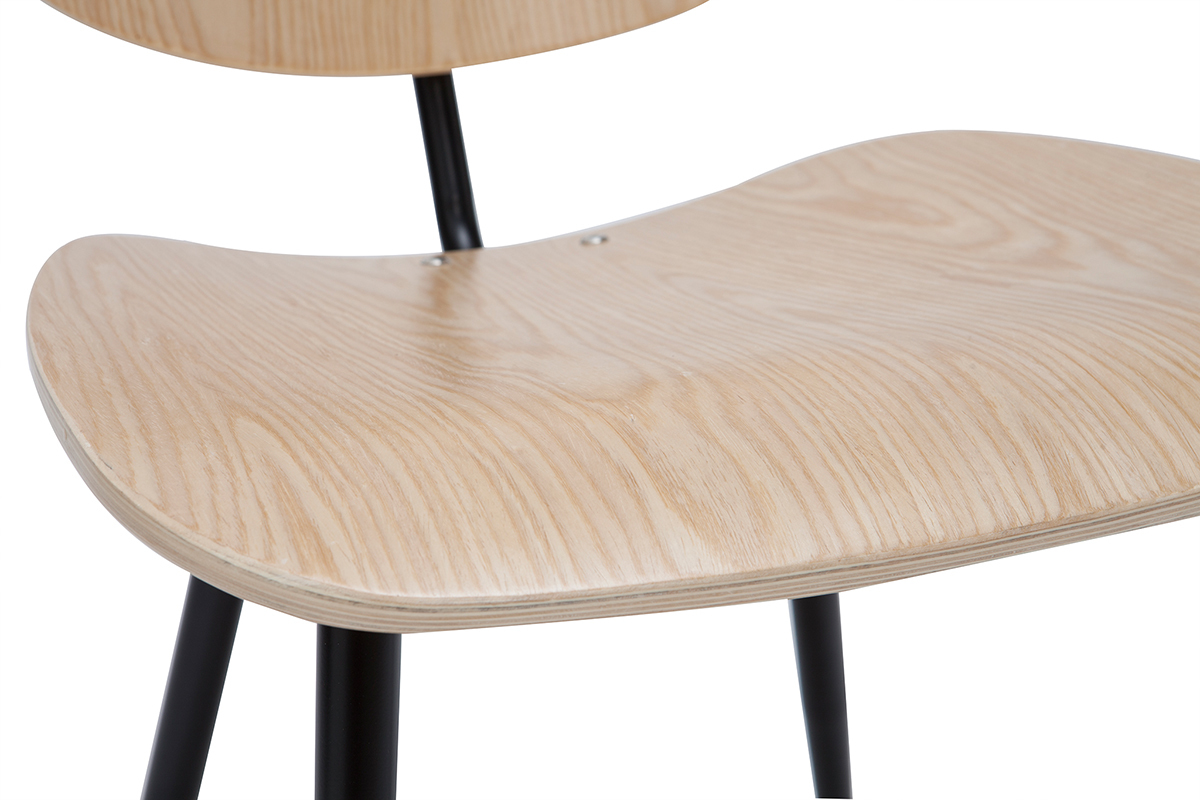 Chaises en bois clair et m�tal noir (lot de 2) TOBIAS
