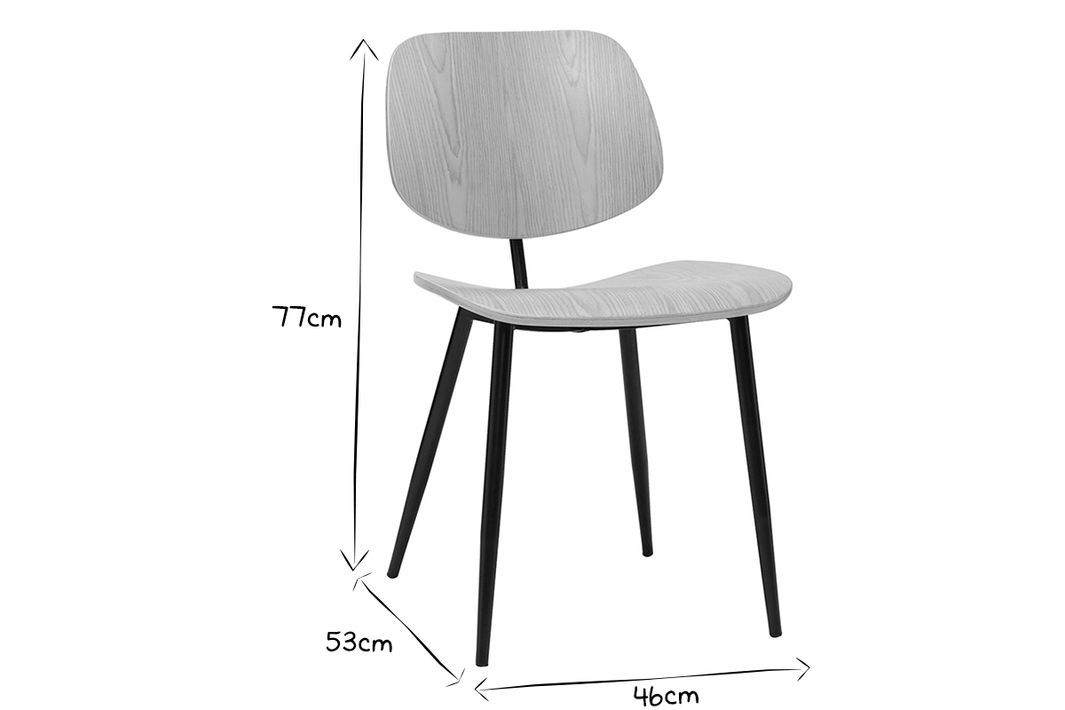 Chaises en bois clair et m�tal noir (lot de 2) TOBIAS